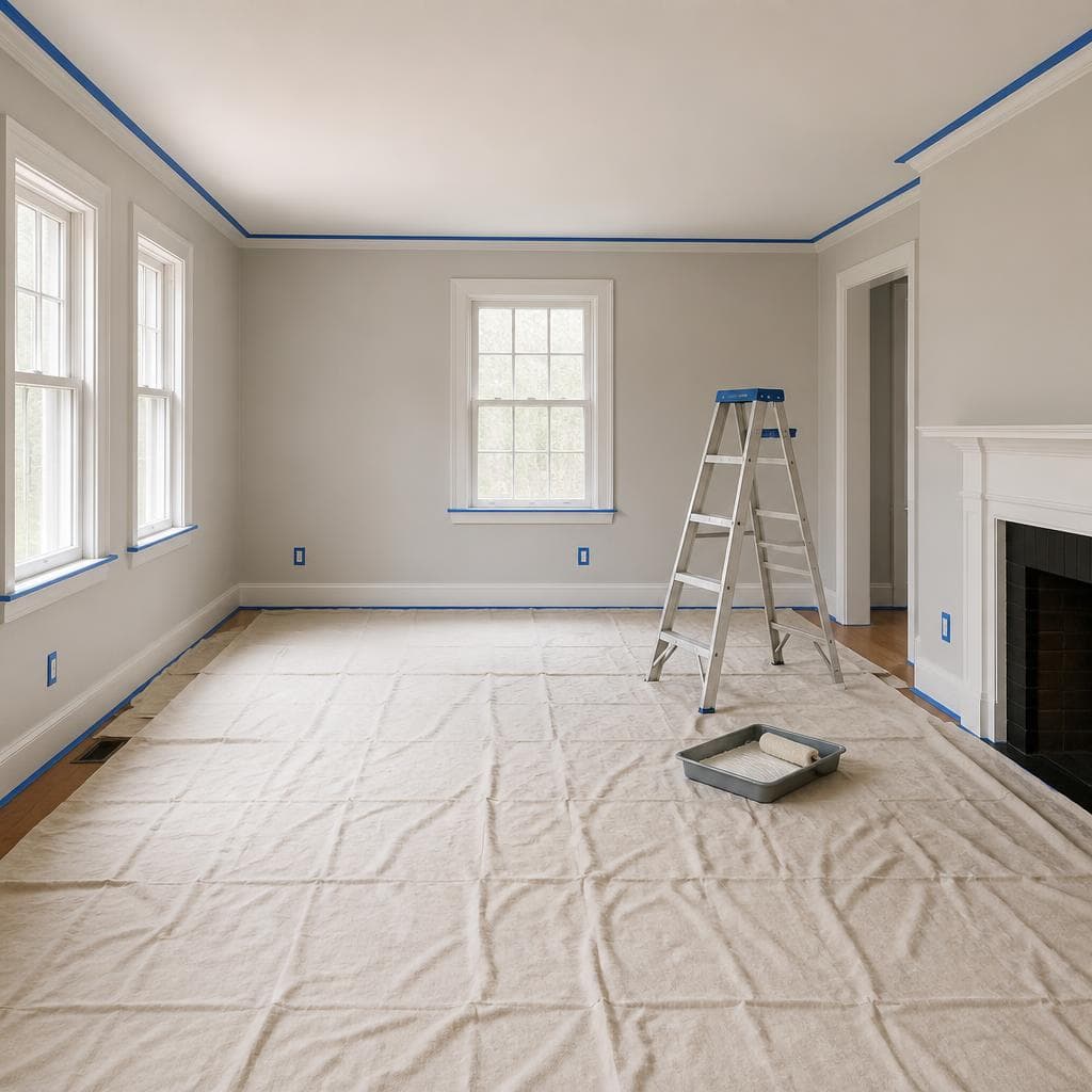 Interior painting preparation in a Minnesota home